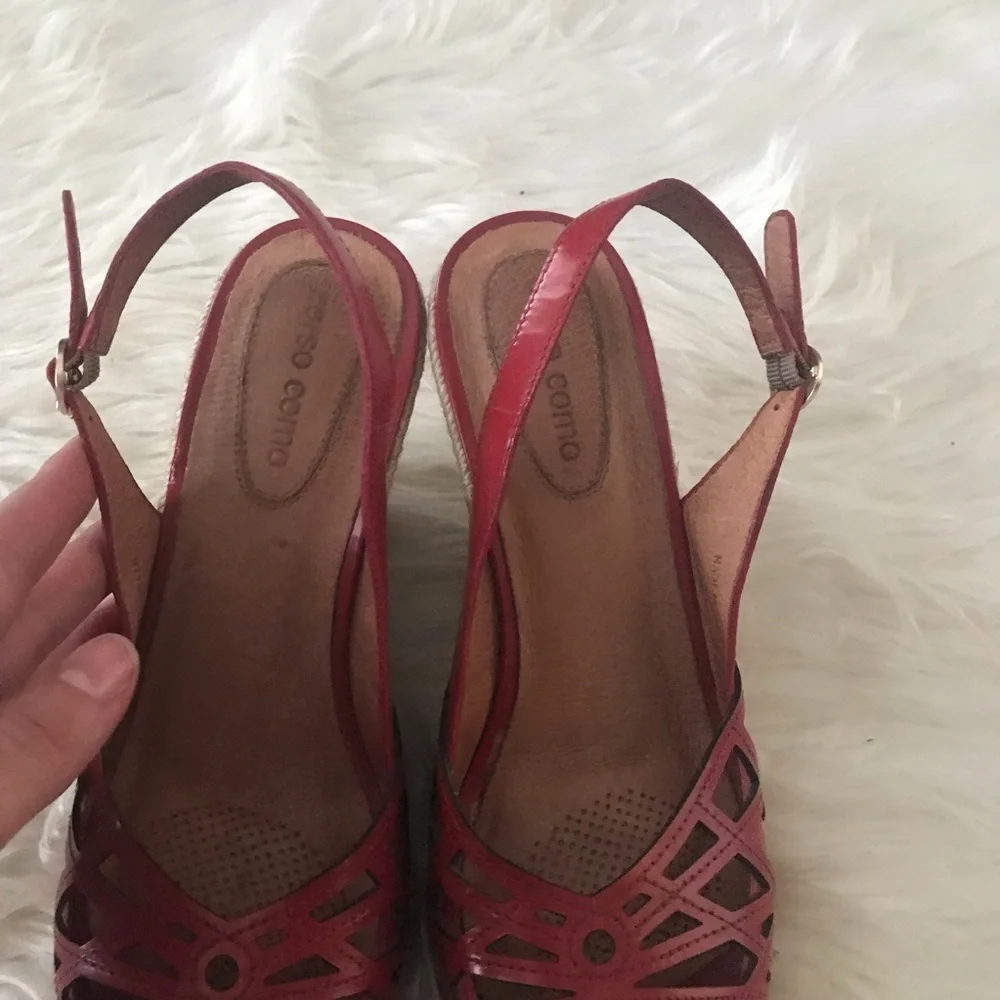 Corso Como red patent leather espadrille wedge 8
